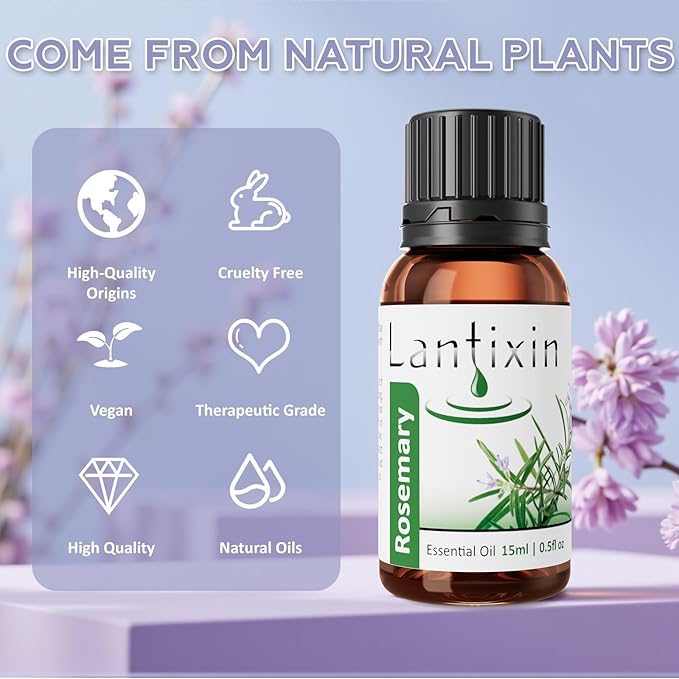 LANTIXIN Rosemary Essential Oil– 100% Pure and Natural – Premium Grade Essential Oil for Diffuser and Aromatherapy, Skin, Massage, Candle and Soap Making Fragrance - 0.5 fl oz