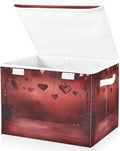 Bolaz Storage Bins with Lids and Handles,Valentine Background Dark Heat Storage Box Storage Basket with Cover Collapsible Organizer Containers for Home Closet, Shelves