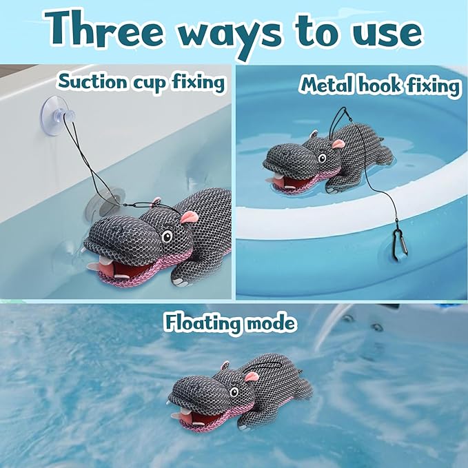 Hippo Hot Tub Scum Absorber Reusable Washable Scum Absorber for Spa Hot Tub Accessories Pool Oil Absorbing Sponge (2 Pack, Hippo)