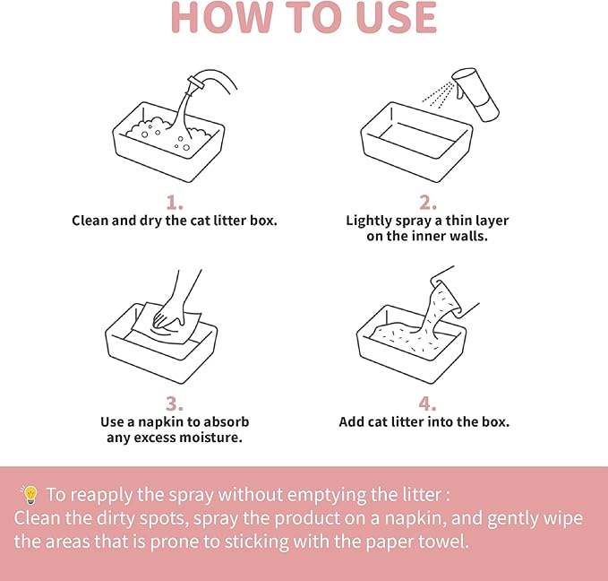 Lady N Non-Stick Coating Spray for Cat Litter Box and Self-Cleaning Litter Box | Alcohol-Free, Food Grade Waxing Formula, Prevents Sticking & Makes Cleaning Easy, 6 fl oz