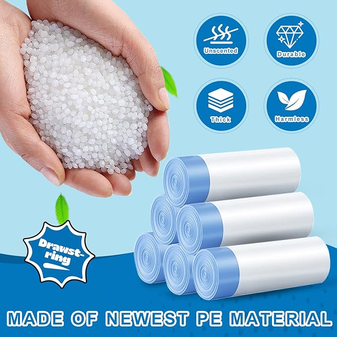 T.FORING 5 Gallon Trash Bags Drawstring 1.1 Mil - 120 Count 18 Liter Small Garbage Bags for Bathroom, Strong Unscented White Plastic Wastebasket Bin Liners for Kitchen Office Toilet and Bedroom