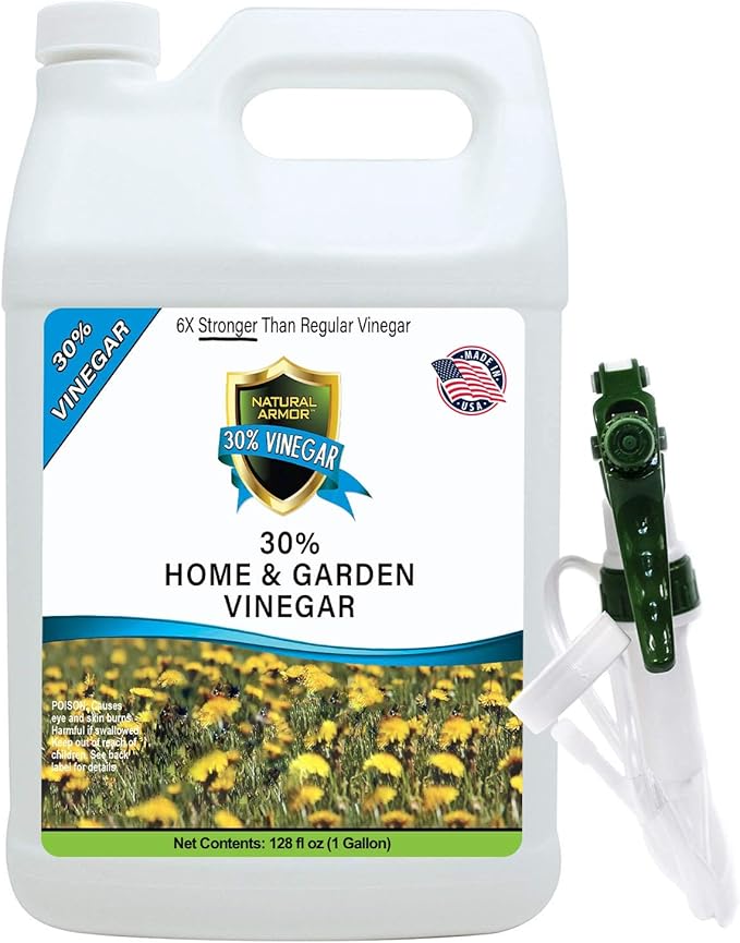 Natural Armor 30% Vinegar Industrial Strength Cleaning Agent Concentrate - 6X Stronger Than Regular Vinegar (128 Oz Gallon)