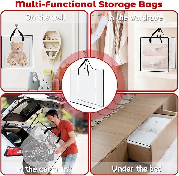 Wreath Storage Bag, 26 Inches Wreath Storage Container Christmas Decoration Garland Container Clear Storage Bags Moving Bag for Wreaths Clothes Gift Pillow Under Bed Storage (White - 5 PACK)