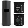 Wipex Wipe Dispenser & Refill Bundle - 1400ct 8"x12" Large Gym Wipes for Equipment, Lemongrass & Eucalyptus Scent with Premium Black Stainless Steel Floor Dispenser & Trashcan