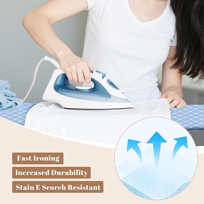 Deegureet Ironing Board, Compact and Space Saver,Size 43 x 13 Ironing Board with Extra Thick Heavy Duty Padded, Stable Structure,Easy to Fold Blue