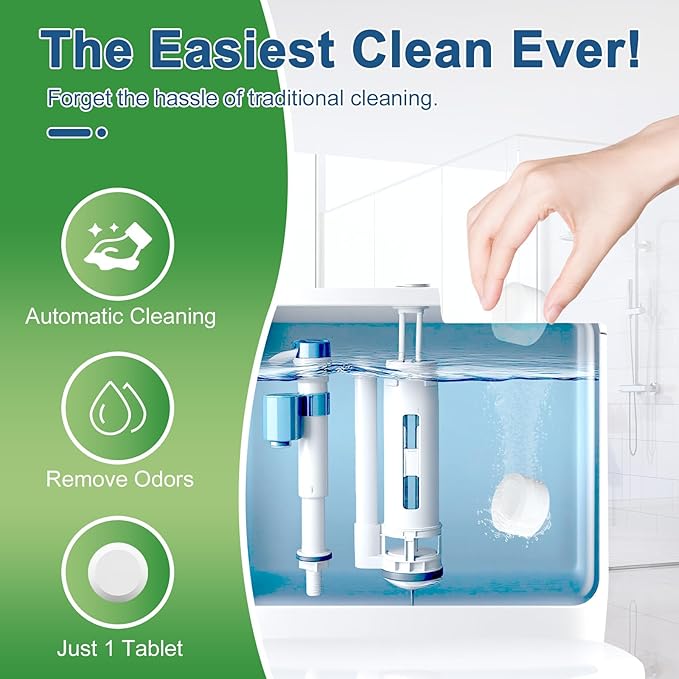 Msvvko Toilet Bowl Cleaners, Bleach Tablets 100 PACK, Automatic Cleaner for Tank, Effectively Eliminate Limescale, Stains & Odor, Continuous Cleaning for Bathroom & Toilet
