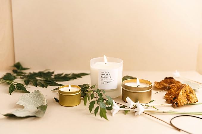 Slow North Forest Bathing Candle - Essential Oils and Pure Soy Wax Candle in a Reusable Frosted Glass Jar - A Unique and Mindful Scented Candle Hand-Poured in The USA (8 oz)