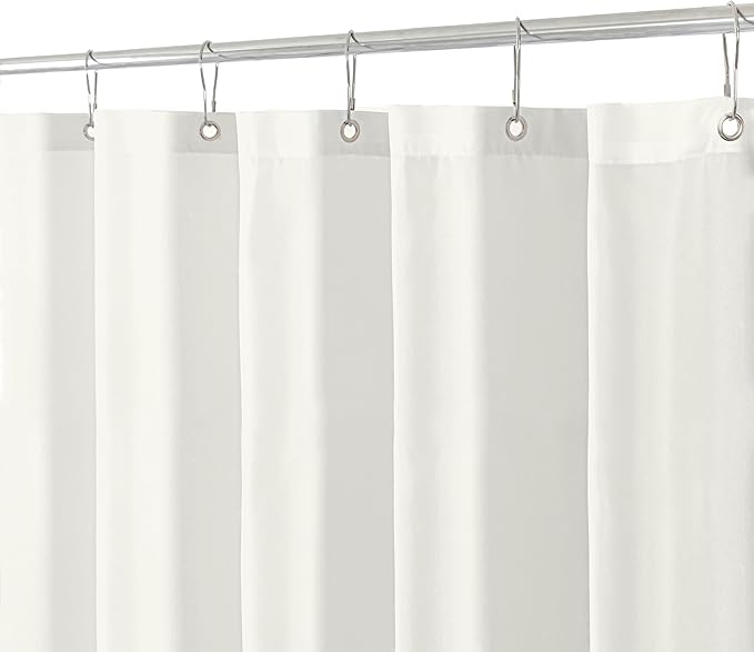 Biscaynebay Extra Long Fabric Shower Curtain Liner 72 Inch Width by 84 Inch Length, Ivory Water Resistant Bathroom Curtain, Rust Resistant Grommets Top Machine Washable