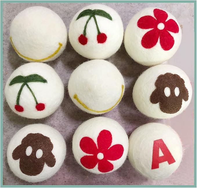 Dryer Balls, 6pcs Wool Drying Balls, Reusable Static Reduction Time Saving Skin Friendly Softener for Clothes