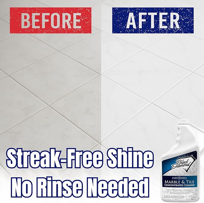 Black Diamond Stoneworks Ultimate Grout Cleaner with Brush + Marble & Tile Cleaner (2-Pack) – Safe for Natural Stone, Acid Free Deep Cleans Grout, Restores Shine to Marble, Granite, Travertine & Tile