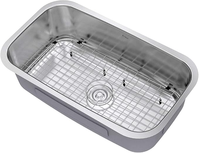 Kraus 31 1/2 Inch Stainless Steel Kitchen Sink, Durable 18 Gauge Single Bowl Kitchen Sinks Undermount, KBU14