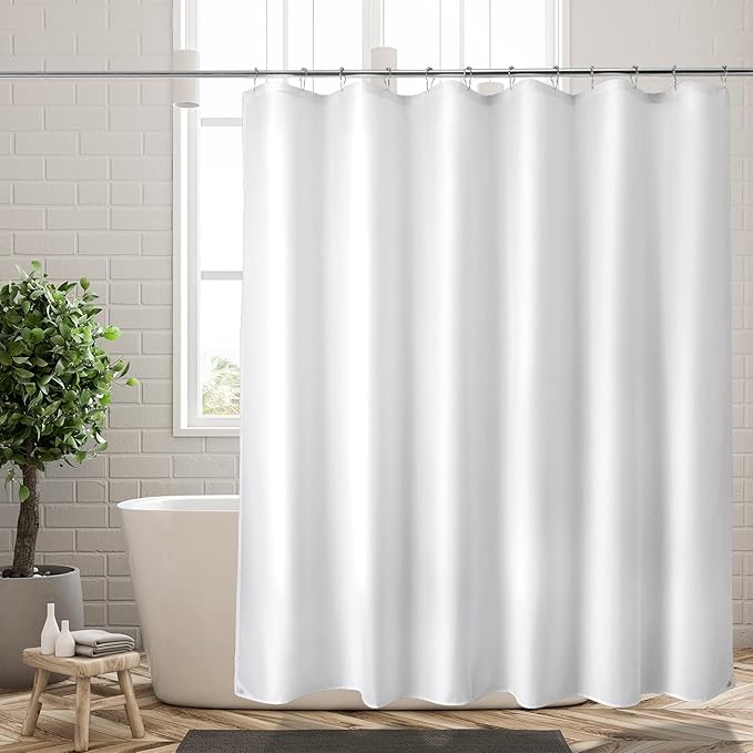 Titanker Waterproof Fabric Shower Curtain Liner Washable, Cloth Shower Liner with Magnets, White Shower Liner Soft Fabric, Lightweight Shower Curtain Liner, 70x72 Inches