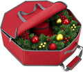 Christmas Wreath Storage Container, 24 Inch Tear-Resistant Dustproof Wreath Bag with Interior Pockets & Dual Handles and Zipper for Garland Ornament Holiday Decor Organizer