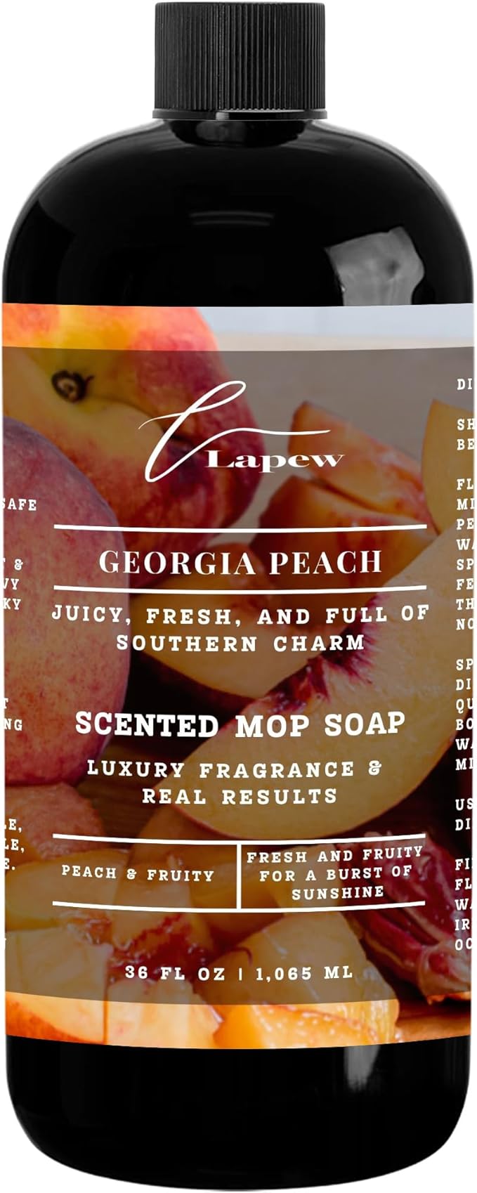 Lapew Georgia Peach Scented Mop Soap Concentrate 36 oz | Premium Fragranced Floor Cleaner | Streak-Free | Hard Floor Cleaning Solution | Eco Friendly | Made in USA