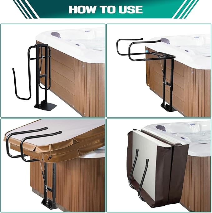 Hot Tub Cover Lift, Spa Cover Lifts Heavy Duty Cover Hydraulic Lifter Universal Assist Hot Tub Cover Lifter Removal System Reinforced Brackets Easy Assemble Fits Various Spas & Hot Tubs