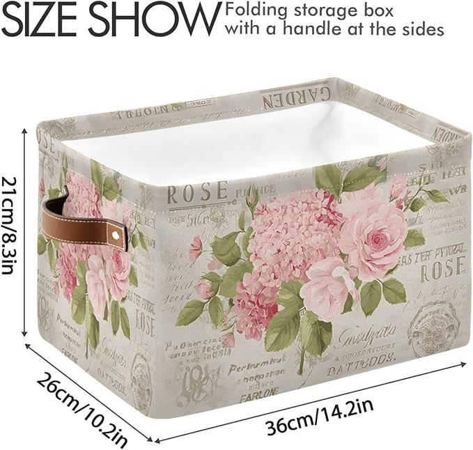 ALAZA Vintage Floral Flower Blossom Foldable Storage Box Storage Basket Organizer Bins with Handles for Shelf Closet Living Room Bedroom Home Office 1 Pack