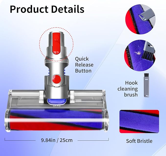 Soft Roller Cleaner Head Compatible with Dyson Cyclone V10 Absolute,V10 Animal,V10 Total Clean +,V11 Cordless Vacuum Cleaners,Vacuum Head Replacement Suitable for Hard Floor