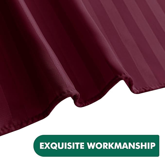 Biscaynebay Fabric Shower Curtain or Liner 72" by 72", Burgundy Water Repellent Damask Stripes Bathroom Curtains Machine Washable