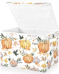 Thanksgiving Storage Baskets Collapsible Storage Bins with Lids, Pumpkins Flowers Leaves Thanksgiving Storage Boxes Clothes Baskets for Organizing