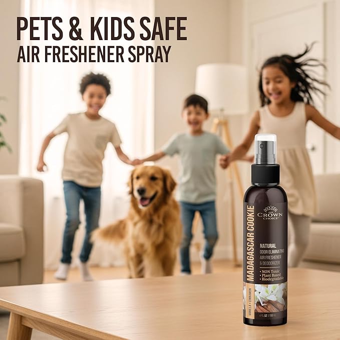 Non-Toxic Odor Eliminator, Natural Vanilla & Cinnamon Air Freshener Spray for Home, Room, Closet & Couch Deodorizer, Long Lasting Bathroom & Toilet Freshener, Safe for Kids & Pets - 4 oz Pack of 1