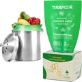 TERRACOR 3 Gallon Compostable Trash Bags, 100 Bags Compost Bags for Countertop Bin, BPI Certified and Meet The ASTM D6400 Standard