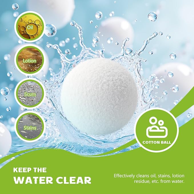 6 Pack Scum Absorber Balls for Spas Hot Tub, 3 Inch Hot Tub Scum Absorber Ball, Reusable Pool Sponge Oil Scum Absorber, Hot Tub Spa Accessories, Keep Water Clean and Clear, Prolongs Filter Life