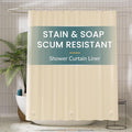Titanker Plastic Shower Curtain Liner, 72x72 Beige Shower Liner Lightweight PEVA Shower Curtains for Bathroom, Waterproof Shower Liner with Magnets and Rustproof Grommets