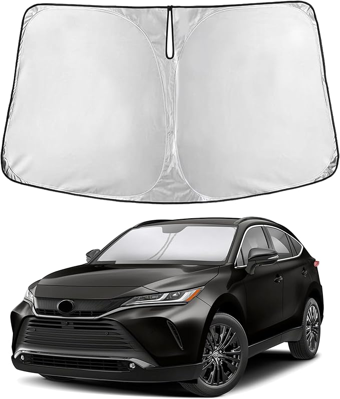 EcoNour Custom Windshield Sun Shade for Toyota Venza 2021–2024 | Hybrid SUV Front Window Heat & UV Shield | Foldable Multi-Layer Sun Cover