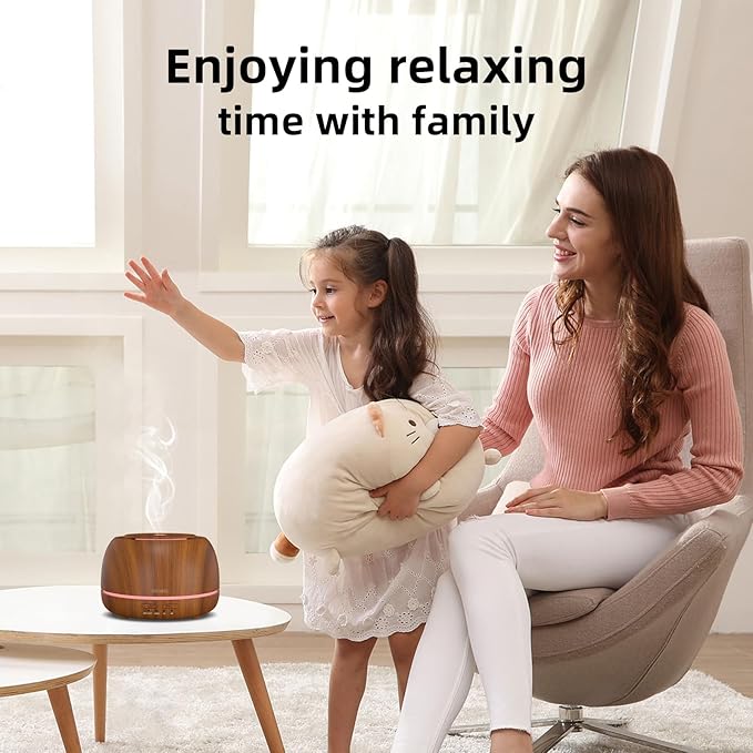 300ML Essential Oil Diffuser with Remote Control,7 LED Colour Lights,4 Timer, Quiet,Ultrasonic Aromatherapy Diffuser for Bedroom, Living Room, Desk,Office