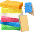 Mkobon 6 Pcs Kitchen Sponges for Dishes Cleaning, Non Scratch for Non Stick Cookware, Compressed Natural Cellulose Sponges, Dish Washing Scrubbers, Scrubbing Pads for Household, Bathroom (Multicolor)