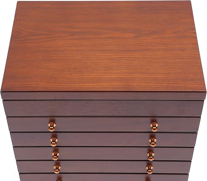 Eapmic Extra Large 6 Layers Wooden Jewelry Box Jewelry Case Cabinet Armoire Ring Necklacel Gift Storage Box Organizer(6 Layers,W/mirror,Style 2)