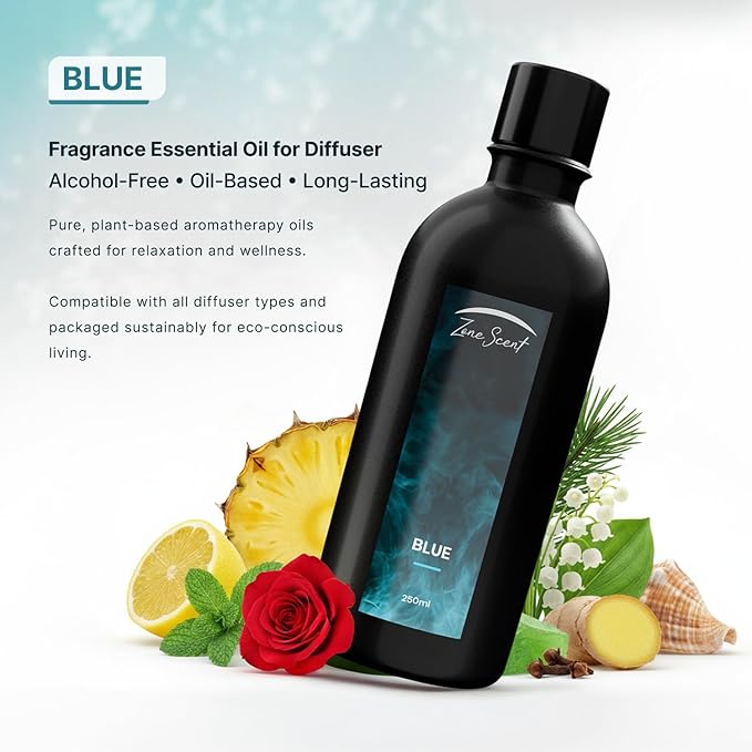 Blue Luxury Essential Oil for Diffusers - Fresh Aquatic Aromatherapy with Lemon, Pineapple & Pine - Energizing Scent for a Modern Home