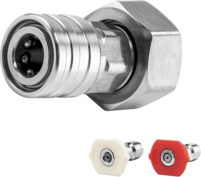 POWER TOWN Garden Hose to High Pressure Washer Attachment, Turn Water Hose into Power Washer Adapter 3/4” Female GHT to 1/4” Quick Connect, with 2 Nozzles Tips, Orifice 4.0
