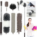 Telescopic Duster Long Extendable Up to 2.50M and Washable,Duster Telescopic Washable 7 Pieces for High Ceilings Ceiling Fan and Chandelier,Dust Mop with Blinds Cleaning Brush-JOVANT (HTJ001)