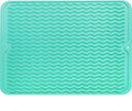 MicoYang Silicone Dish Drying Mat for Multiple Usage,Easy clean,Eco-friendly,Heat-resistant Silicone Mat for Kitchen Counter or Sink,Refrigerator or drawer liner Mint L 16 inches x 12 inches