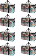 VENO 8 Pack Moving Bags & Large Christmas Storage Bins with lids for Decorations, Garland, Lights. Moving Boxes Packing Supplies for College Dorm. Extra Large Heavy Duty Totes (Clear-8 Pack)