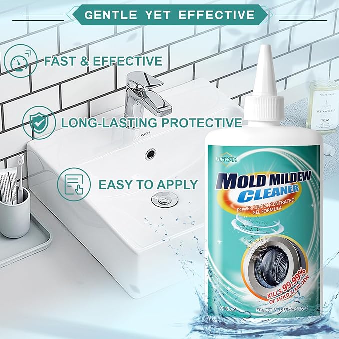 Bleach Stain Remover Gel, Heavy-Duty Tile Grout Cleaner - Bleach Washer Cleaner for Stain Removal in Bathroom, Kitchen, Washing Machine Seals & More | 10 Oz Multipurpose Household Cleaner