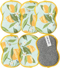 Bright Habits Sponge Set in Lemon Yellow, 6 Pack Super Absorbent Washable Reusable Cleaning Sponges Made from Recycled Materials, Durable Eco Friendly Kitchen Sponges
