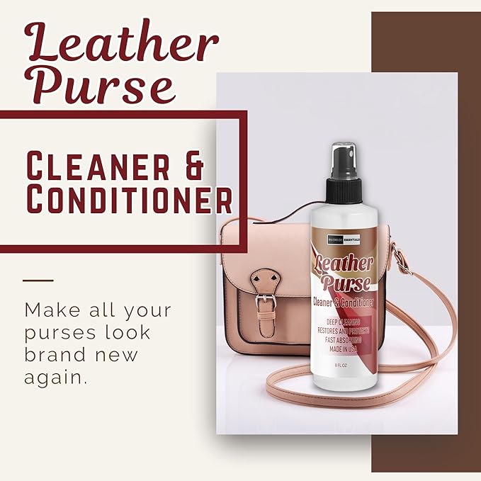 Riverside Essentials 8oz Leather Purse Cleaner & Conditioner – 3-in-1 Spray for Handbags, Designer Bags & Luxury Purses – Deodorizes, Cleans, Conditions & Restores Leather – Safe on Finishes