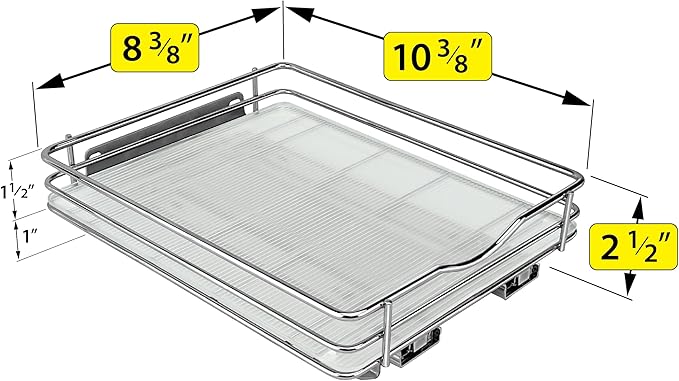 LYNK PROFESSIONAL® Pull Out Spice Rack Organizer for Inside Kitchen Cabinets - 8-3/8 inch Wide - Slide Out Drawer – Chrome Sliding Spice Cabinet Organization Shelf Racks - 1 Tier