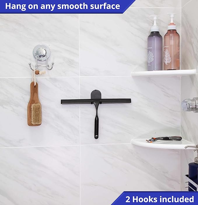 HOME SO Shower Squeegee in Matte Black; Effective Rubber Blade Squeegee for Windows, Glass Shower Doors, Car Windshield, Mirrors, Tile Walls, Kitchen Surfaces and More (Black, 12 inch)