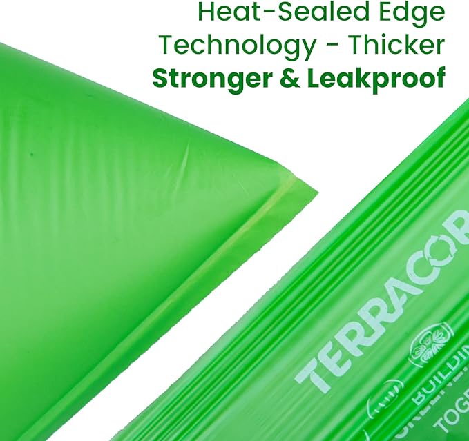 TERRACOR 13 Gallon Compostable Trash Bags Drawstring, Heavy Duty Extra Thick 1 Mil, 35 Bags, Tall Kitchen Food Scrap Waste Bag, ASTM D6400