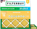 Filterbuy 21x21x1 Air Filter MERV 11 Superior Pet & Allergy Defense (2-Pack), Electrostatic Pleated HVAC AC Furnace Filters Replacement, Made in USA (Actual Size: 20.88 x 20.88 x 0.75)