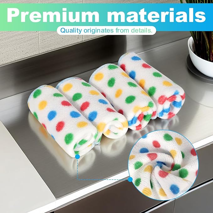 INFICRIME Microfiber Cleaning Cloth,12 Pack Cleaning Rags, Cleaning Towels with Polka dots, Absorbent, Streak Free, Non-Abrasive, Reusable and Washable, 10"X10"