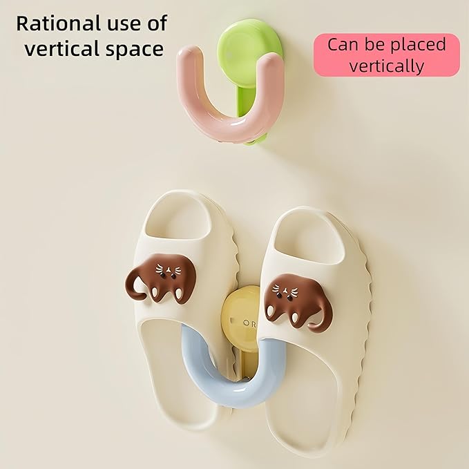 Suction Cup Shoe Organizer Wall Mount Vacuum Press Hook No Drill 5KG Load Bathroom Door Vertical Storage Space Saver (White)