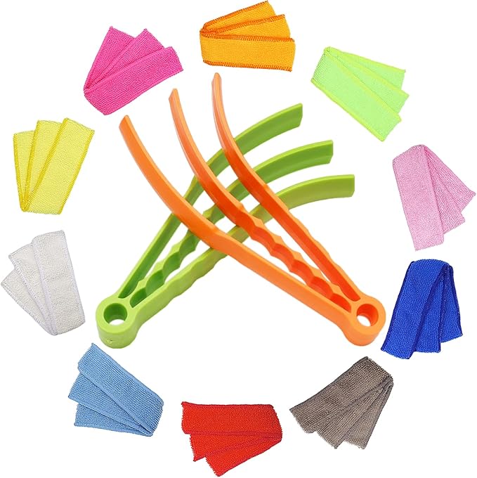 2 Pack 3 Arms Blinds Duster with 10 Colors Microfiber Sleeves, Window Blind Cleaner Duster Brush , Cleaning Tools for Window Blinds, Air Conditioner Vents, Fans, Car Vent