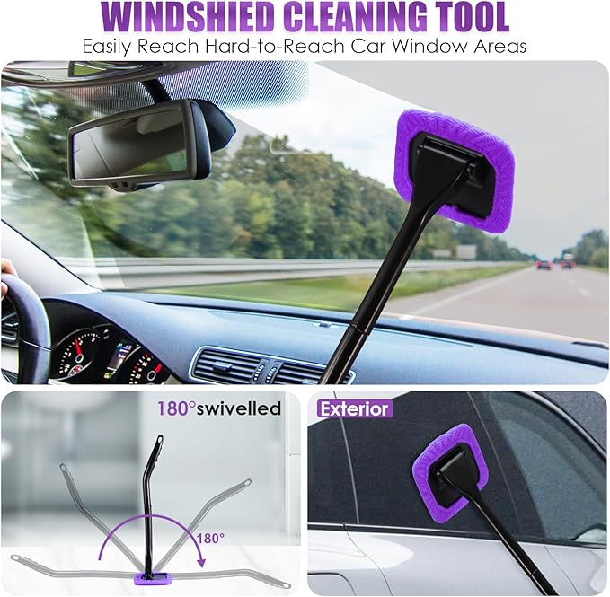 Viewsun 17PCS Car Cleaning Kit, Purple Car Interior Detailing Kit with High Power Handheld Vacuum, Detailing Brush Set, Windshield Cleaner, Cleaning Gel, Complete Auto Accessories for Women Gift