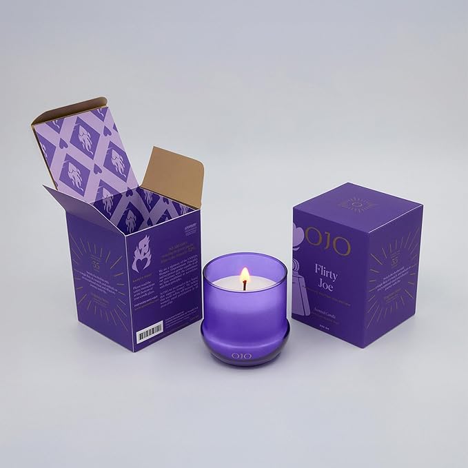 OJO Flirty Joe Scented Candle – 7.8 oz Jar Candle with Gardenia Can, Floral, Fruity Notes | Over 35-Hour Long-Lasting Burn | Premium Blend Wax, Home Fragrance and Gift for Special Days