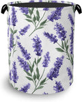 Lavender Laundry Basket,Oxford Cloth Laundry Hamper with Handle Foldable Portable Clothes Storage Basket for Bathroom Bedroom Dorm Room 16" x 20.8"