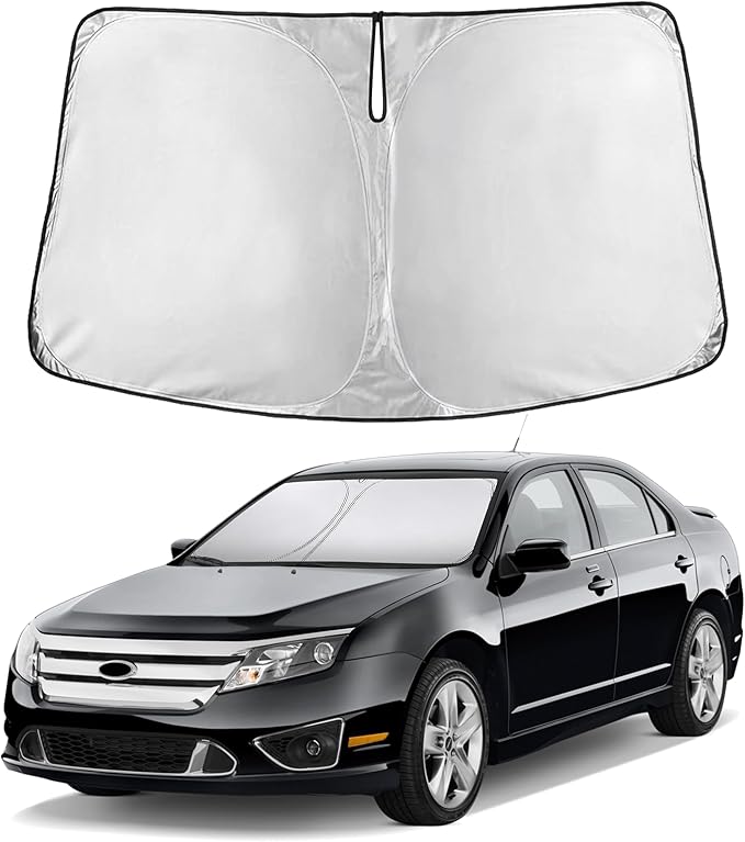 EcoNour Windshield Sun Shade Compatible for Ford Fusion 2006-2012 Front Window Sunshade Foldable Sun Visor UV & Heat Blocking Protection